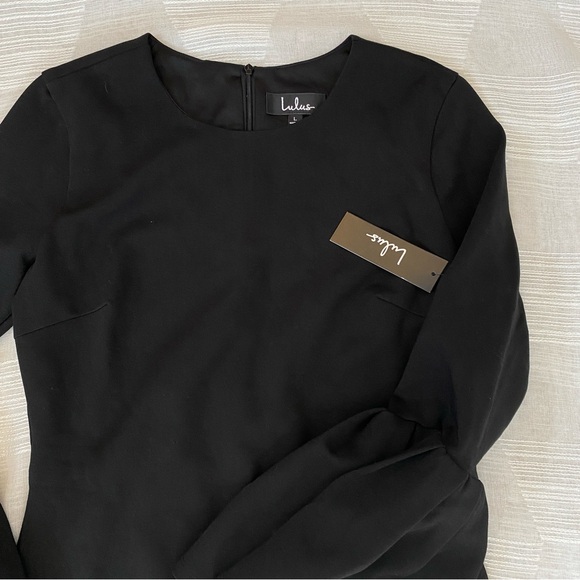 Lulu’s | Double Flair Black Long Sleeve Bodycon Dress - Picture 7 of 7